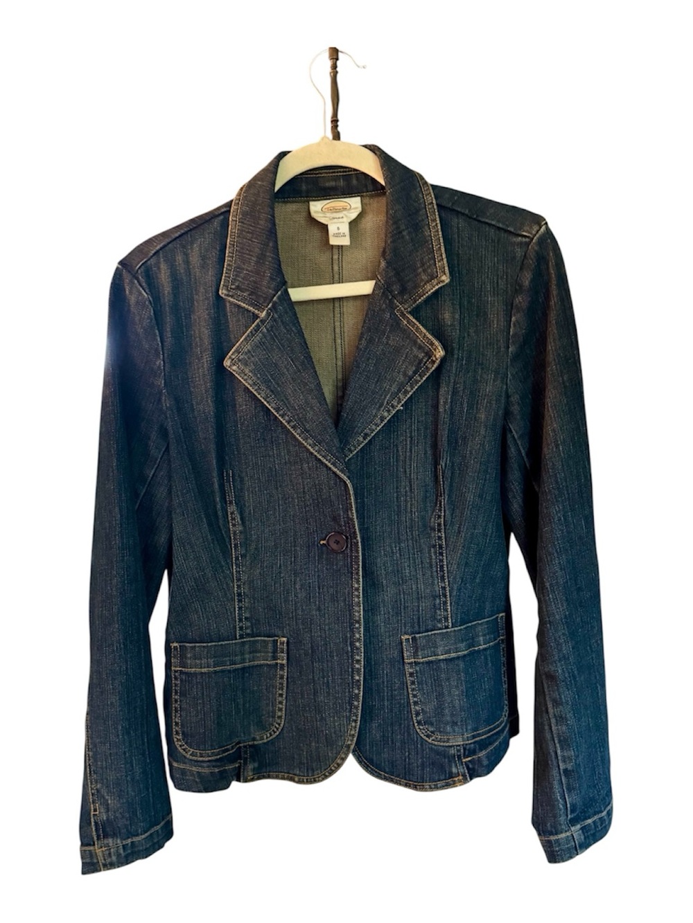 Talbots Dark Blue Denim Blazer Jacket Size 6
